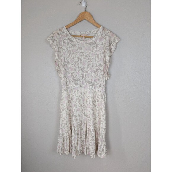 Rebecca Taylor Linen Floral Dress White Pink Extra Small - Picture 2 of 9